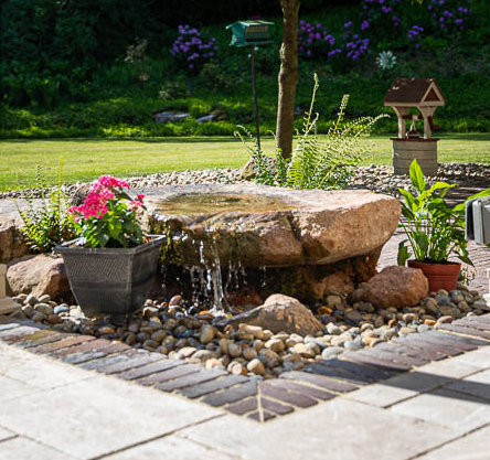 Water flowing through natural rockwork