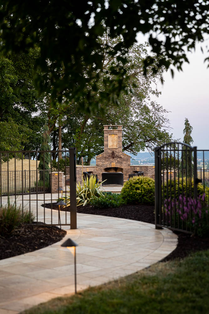 Landscape planting beside a paved entrance